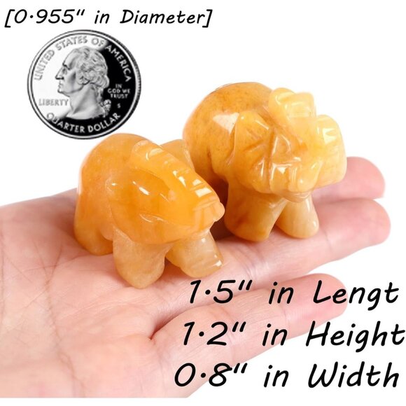 Yellow Jade Crystals Elephant Décor Cute Desk Stones Figurine Natural Gemston - Picture 3 of 6